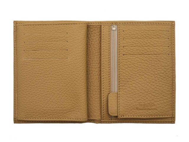 La Guêpe - Petite Maroquinerie - Portefeuille en cuir grainé beige - 13 cm - PM-028-05