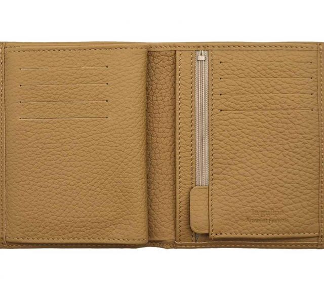 La Guêpe - Petite Maroquinerie - Portefeuille en cuir grainé beige - 13 cm - PM-028-05