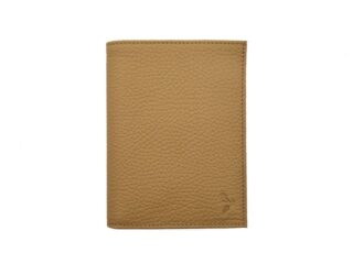 Portefeuille en cuir grainé beige – 15 cm, 2 volets – PM-006-05 par la marque La Guêpe La Guêpe - Portefeuille en cuir grainé beige – 15 cm, 2 volets – PM-006-05