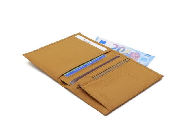 La Guêpe - Petite Maroquinerie - Portefeuille en cuir grainé beige - 15 cm