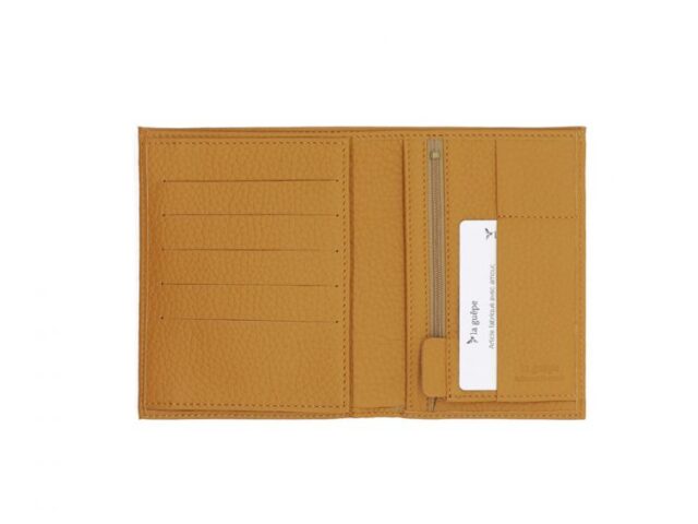 La Guêpe - Petite Maroquinerie - Portefeuille en cuir grainé beige - 15 cm