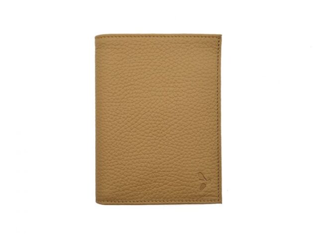 La Guêpe - Portefeuille en cuir grainé beige – 15 cm, 3 volets – PM-005-05