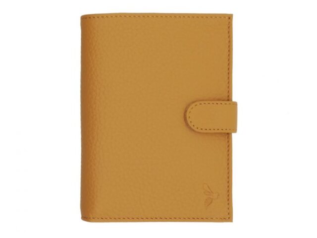 La Guêpe - Petite Maroquinerie - Portefeuille en cuir grainé beige avec patte - 15 cm 4 volets - PM-020-05