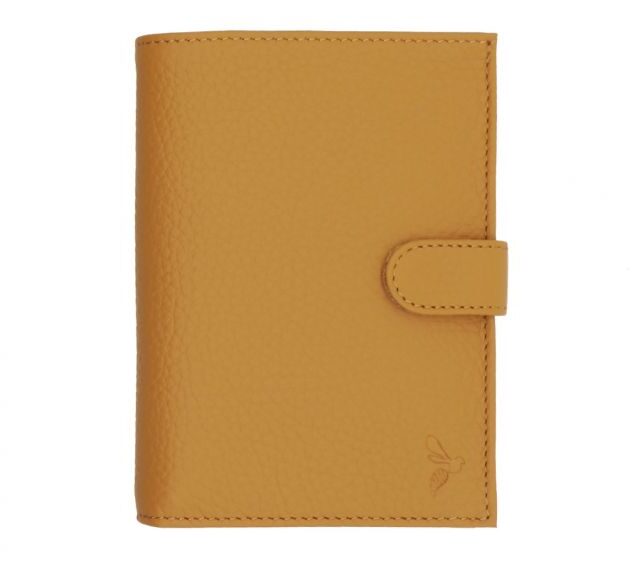 La Guêpe - Petite Maroquinerie - Portefeuille en cuir grainé beige avec patte - 15 cm 4 volets - PM-020-05