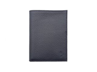 La Guêpe - Portefeuille en cuir grainé bleu marine – 15 cm, 3 volets – PM-005-05