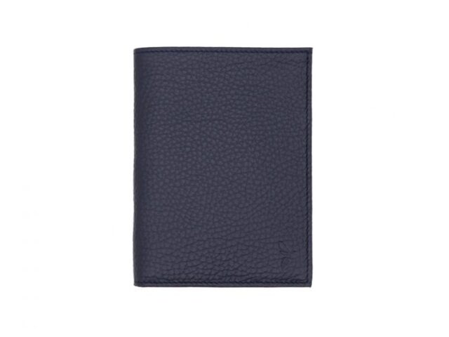La Guêpe - Petite Maroquinerie - Portefeuille en cuir grainé bleu marine - 15 cm