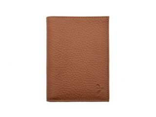 La Guêpe - Portefeuille en cuir grainé marron  13 cm, 2 volets  PM-001-05