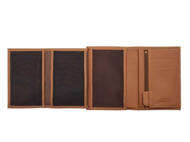 La Guêpe - Petite Maroquinerie - Portefeuille en cuir grainé marron - 13 cm - PM-028-05