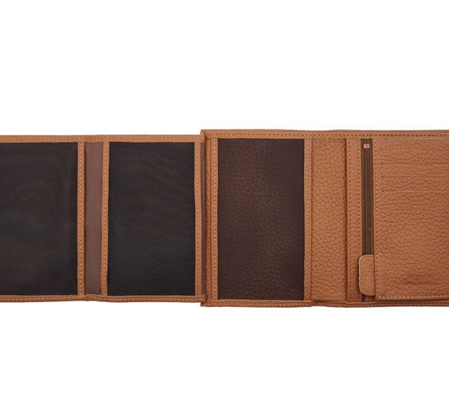 La Guêpe - Petite Maroquinerie - Portefeuille en cuir grainé marron - 13 cm - PM-028-05