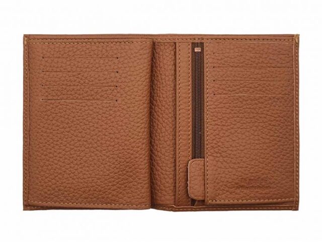 La Guêpe - Petite Maroquinerie - Portefeuille en cuir grainé marron - 13 cm - PM-028-05