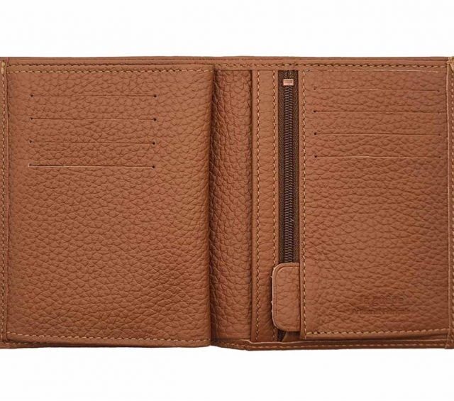 La Guêpe - Petite Maroquinerie - Portefeuille en cuir grainé marron - 13 cm - PM-028-05