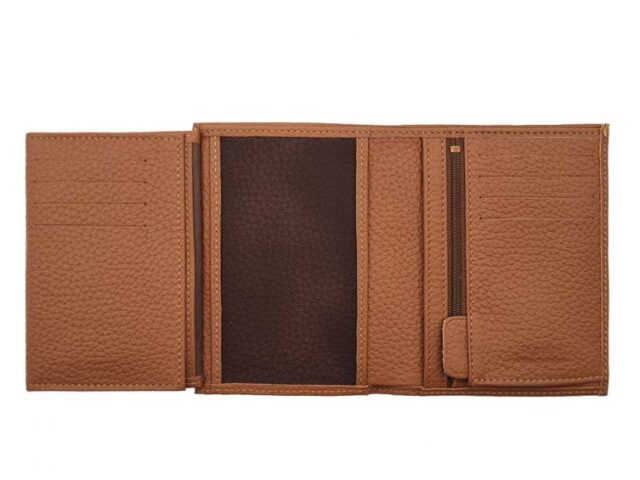 La Guêpe - Petite Maroquinerie - Portefeuille en cuir grainé marron - 13 cm - PM-028-05