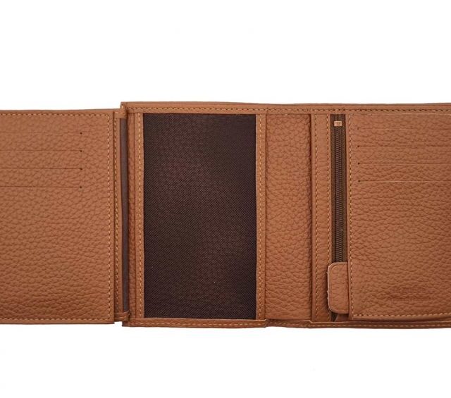 La Guêpe - Petite Maroquinerie - Portefeuille en cuir grainé marron - 13 cm - PM-028-05