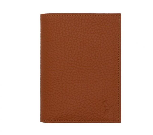 La Guêpe - Petite Maroquinerie - Portefeuille en cuir grainé marron - 13 cm - PM-028-05