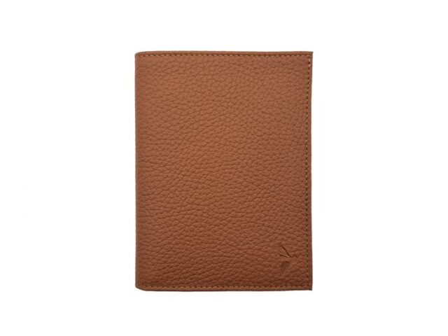 La Guêpe - Portefeuille en cuir grainé marron – 15 cm, 2 volets – PM-006-05