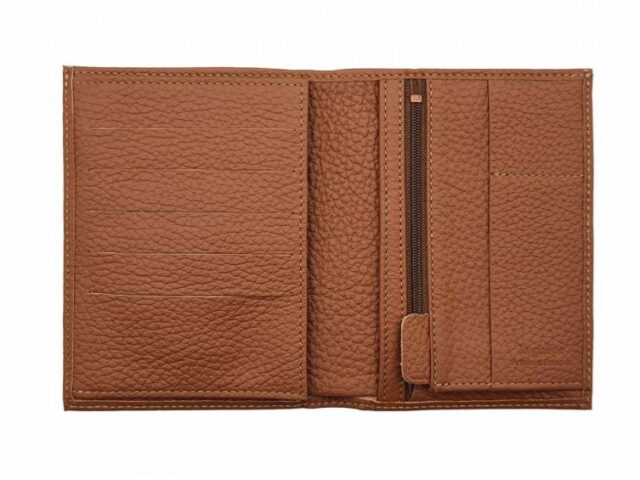 La Guêpe - Petite Maroquinerie - Portefeuille en cuir grainé marron - 15 cm