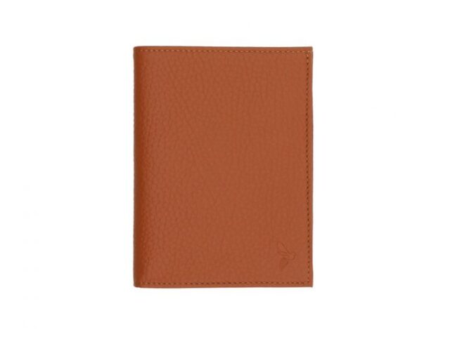 La Guêpe - Petite Maroquinerie - Portefeuille en cuir grainé marron - 15 cm