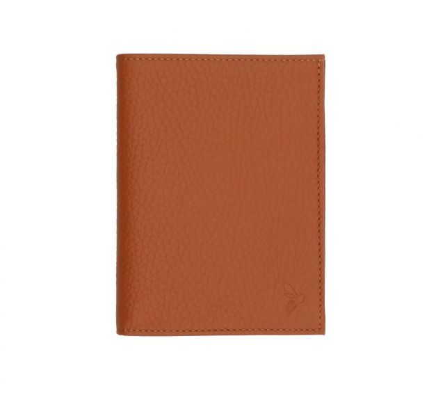 La Guêpe - Petite Maroquinerie - Portefeuille en cuir grainé marron - 15 cm