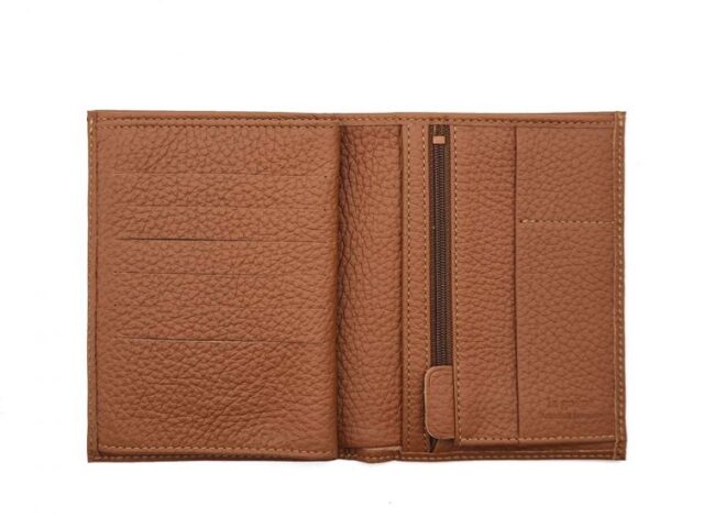 La Guêpe - Petite Maroquinerie - Portefeuille en cuir grainé marron - 15 cm 4 volets - PM-019-05