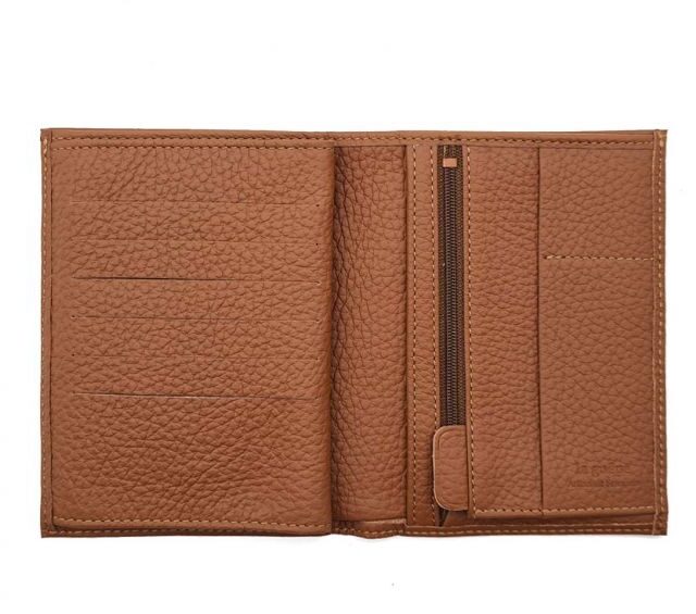 La Guêpe - Petite Maroquinerie - Portefeuille en cuir grainé marron - 15 cm 4 volets - PM-019-05