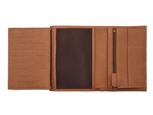 La Guêpe - Petite Maroquinerie - Portefeuille en cuir grainé marron - 15 cm 4 volets - PM-019-05
