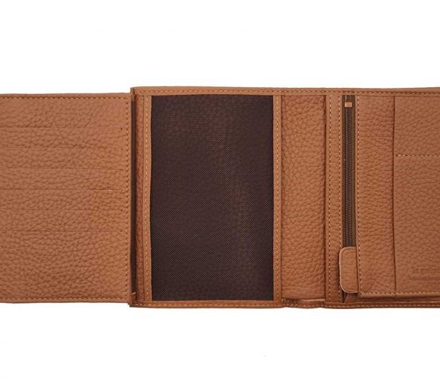 La Guêpe - Petite Maroquinerie - Portefeuille en cuir grainé marron - 15 cm 4 volets - PM-019-05