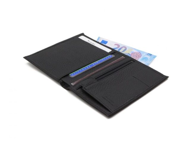 La Guêpe - Petite Maroquinerie - Portefeuille en cuir grainé noir - 15 cm