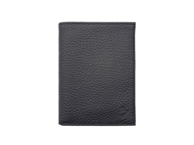 La Guêpe - Portefeuille en cuir grainé noir – 15 cm, 2 volets – PM-006-05