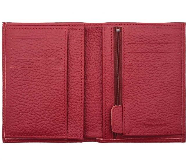 La Guêpe - Petite Maroquinerie - Portefeuille en cuir grainé rouge - 13 cm