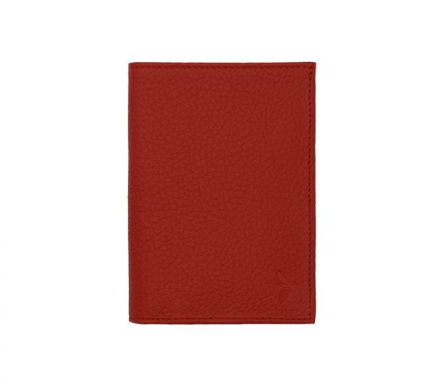 La Guêpe - Petite Maroquinerie - Portefeuille en cuir grainé rouge - 13 cm