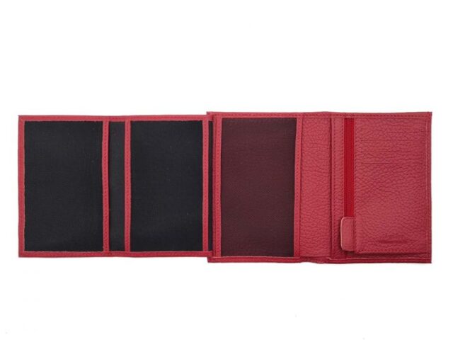 La Guêpe - Petite Maroquinerie - Portefeuille en cuir grainé rouge - 13 cm - PM-028-05