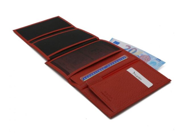La Guêpe - Petite Maroquinerie - Portefeuille en cuir grainé rouge - 13 cm - PM-028-05