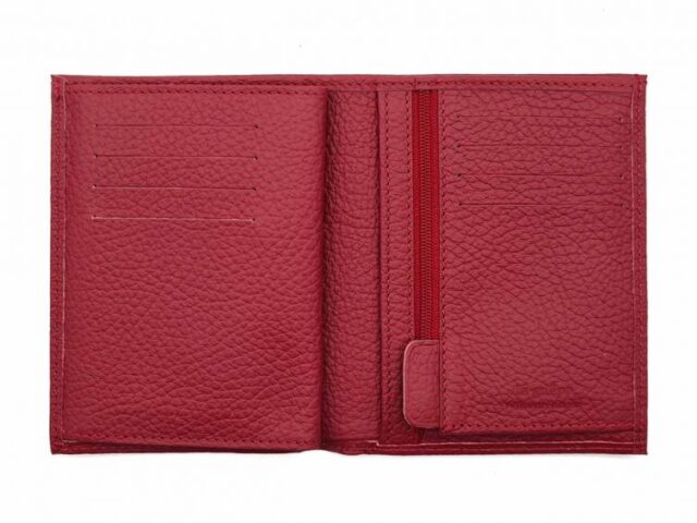 La Guêpe - Petite Maroquinerie - Portefeuille en cuir grainé rouge - 13 cm - PM-028-05