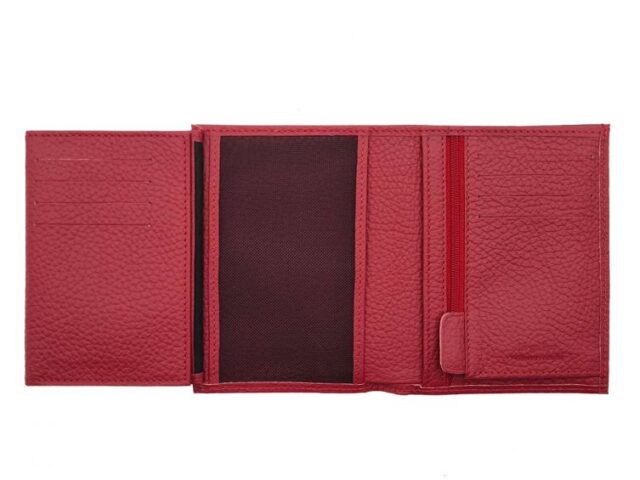 La Guêpe - Petite Maroquinerie - Portefeuille en cuir grainé rouge - 13 cm - PM-028-05