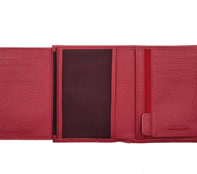 La Guêpe - Petite Maroquinerie - Portefeuille en cuir grainé rouge - 13 cm - PM-028-05