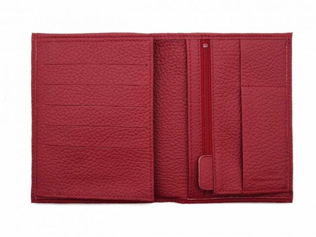 La Guêpe - Petite Maroquinerie - Portefeuille en cuir grainé rouge - 15 cm