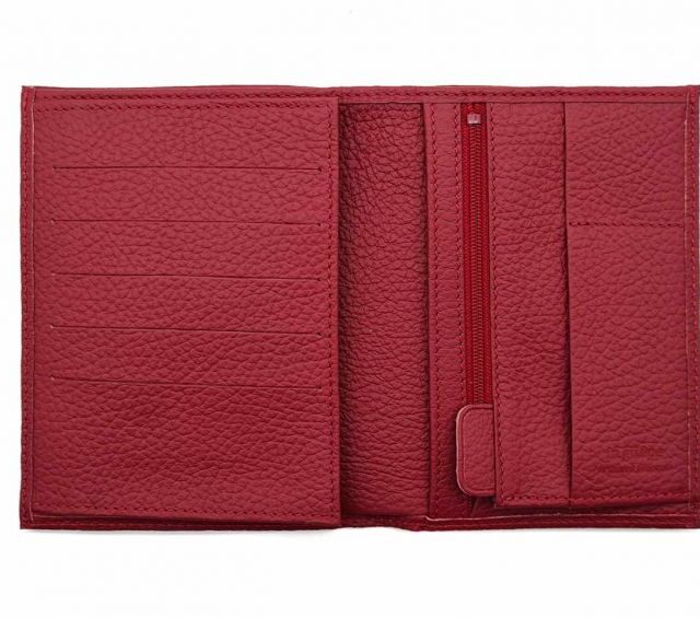 La Guêpe - Petite Maroquinerie - Portefeuille en cuir grainé rouge - 15 cm