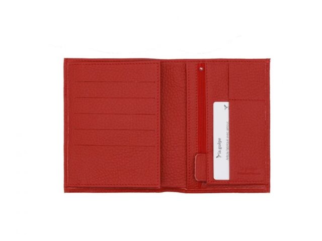 La Guêpe - Petite Maroquinerie - Portefeuille en cuir grainé rouge - 15 cm