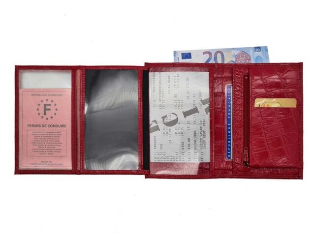 La Guêpe - Petite Maroquinerie - Portefeuille en cuir imitation croco - rouge - 131