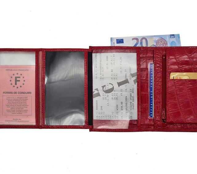 La Guêpe - Petite Maroquinerie - Portefeuille en cuir imitation croco - rouge - 131