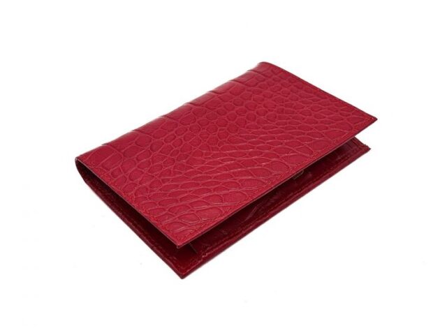 La Guêpe - Petite Maroquinerie - Portefeuille en cuir imitation croco - rouge - 131