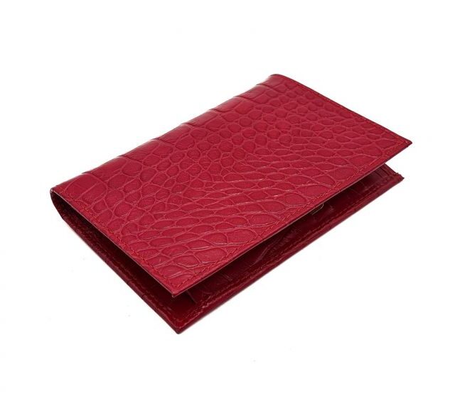 La Guêpe - Petite Maroquinerie - Portefeuille en cuir imitation croco - rouge - 131