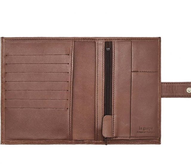 La Guêpe - Petite Maroquinerie - Portefeuille en cuir marron - 15 cm