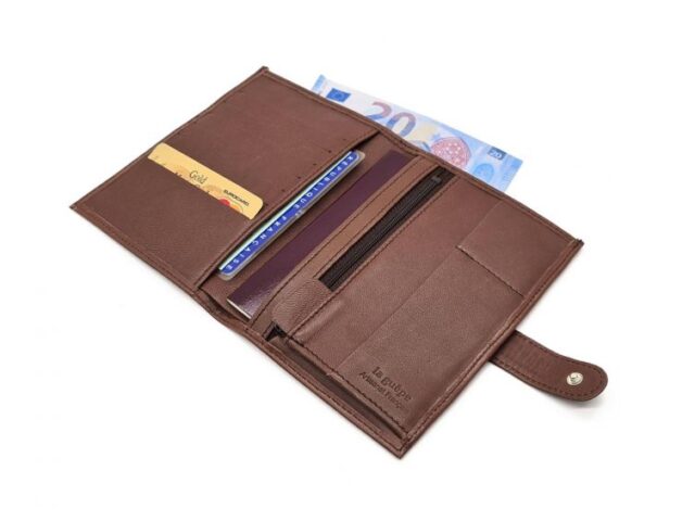 La Guêpe - Petite Maroquinerie - Portefeuille en cuir marron - 15 cm