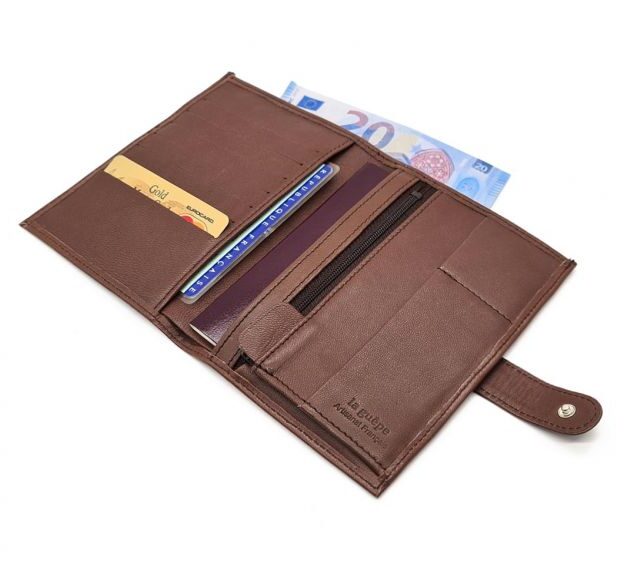 La Guêpe - Petite Maroquinerie - Portefeuille en cuir marron - 15 cm