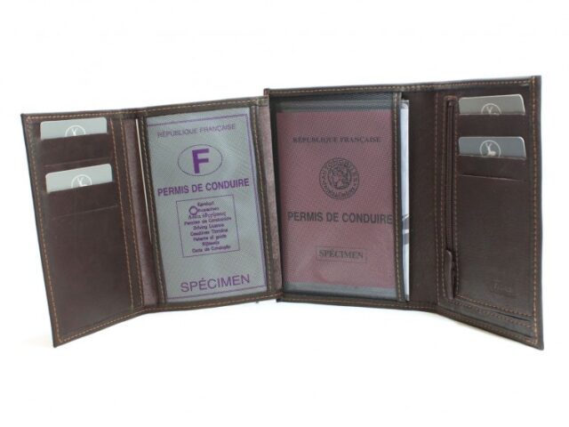 La Guêpe - Petite Maroquinerie - Portefeuille en cuir marron