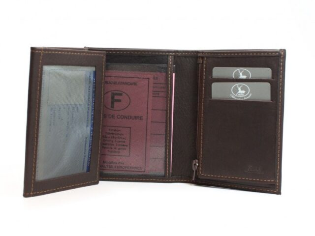 La Guêpe - Petite Maroquinerie - Portefeuille en cuir marron