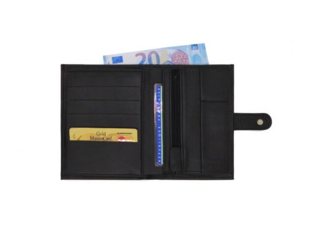 La Guêpe - Petite Maroquinerie - Portefeuille en cuir noir - 15 cm