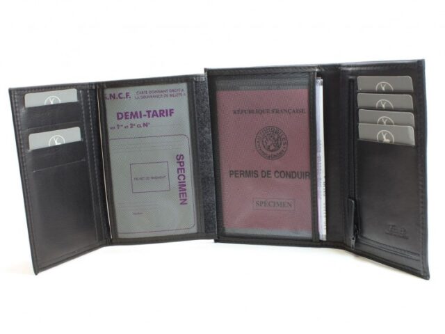 La Guêpe - Petite Maroquinerie - Portefeuille en cuir noir