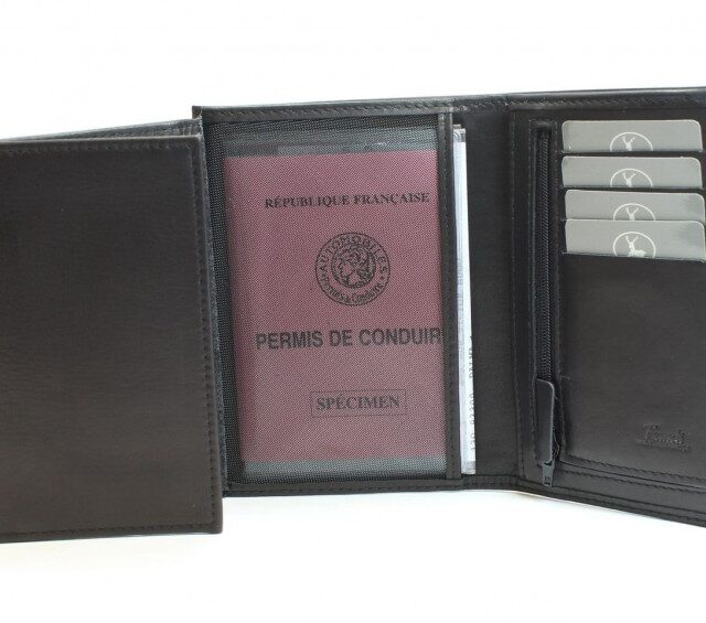 La Guêpe - Petite Maroquinerie - Portefeuille en cuir noir